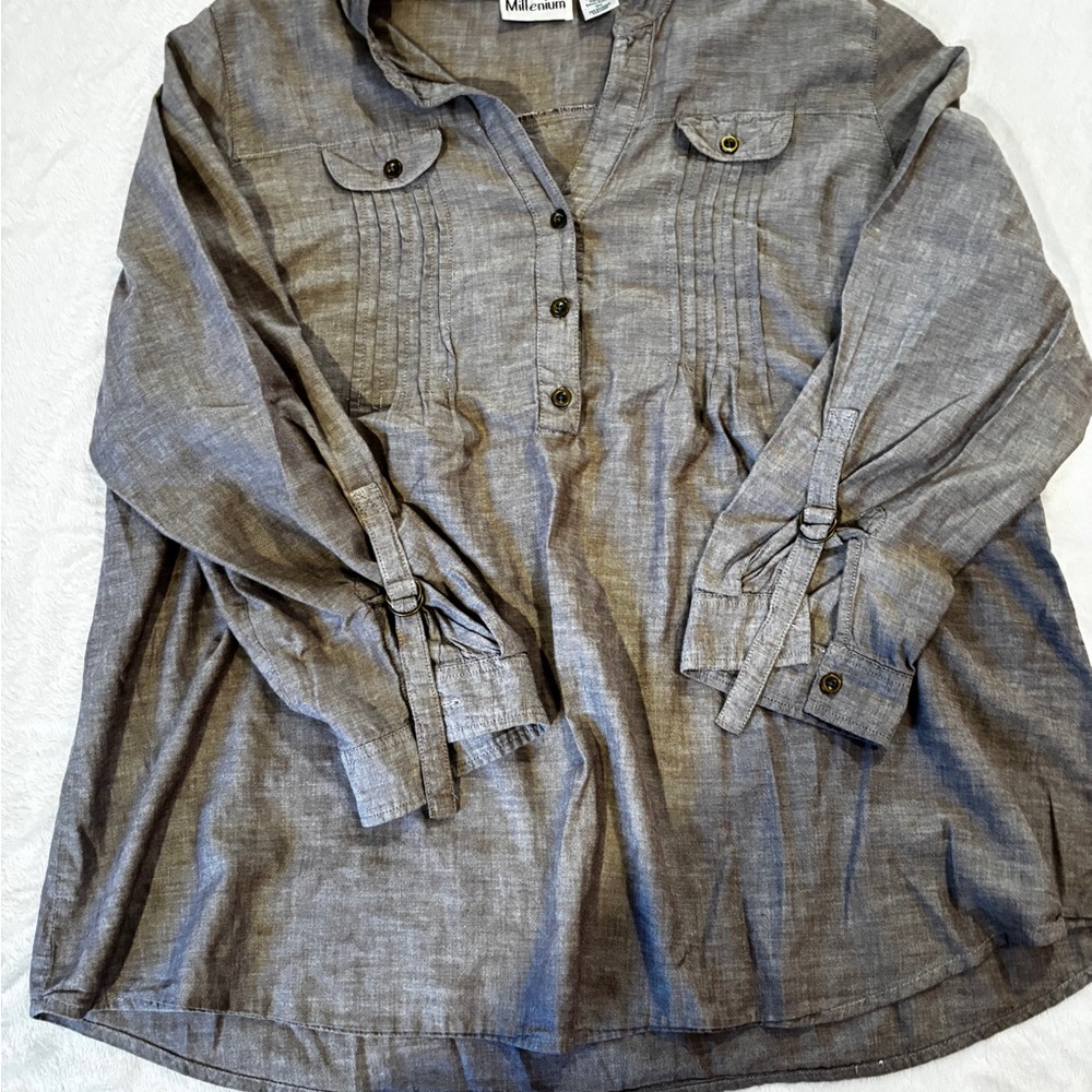 Villager Brown Cotton Blouse